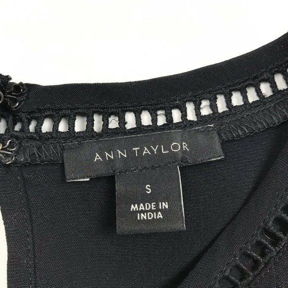 Ann Taylor Lattice Cutout Lacy Puff Sleeve Blouse - Picture 5 of 7